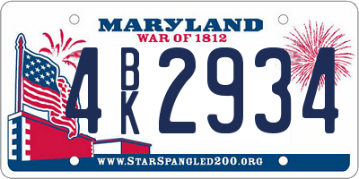 MD license plate 4BK2934