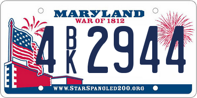 MD license plate 4BK2944