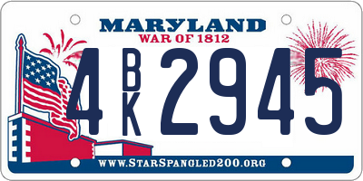 MD license plate 4BK2945