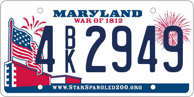 MD license plate 4BK2949