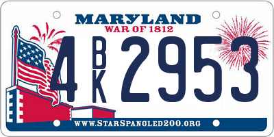 MD license plate 4BK2953