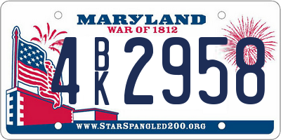 MD license plate 4BK2958