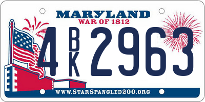 MD license plate 4BK2963