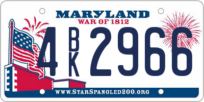MD license plate 4BK2966