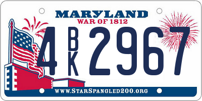 MD license plate 4BK2967