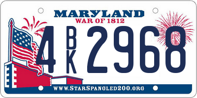 MD license plate 4BK2968