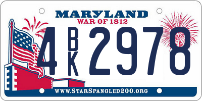MD license plate 4BK2978