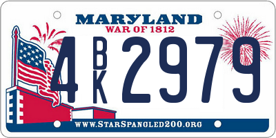 MD license plate 4BK2979
