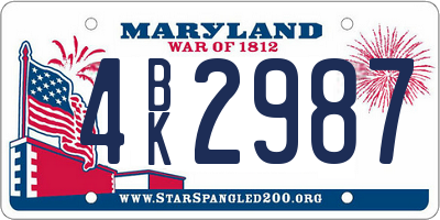 MD license plate 4BK2987