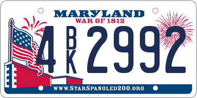 MD license plate 4BK2992