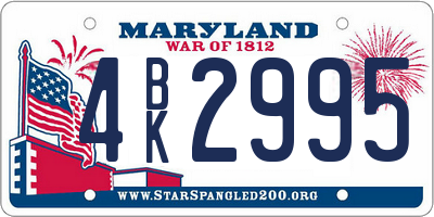 MD license plate 4BK2995
