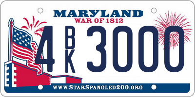 MD license plate 4BK3000