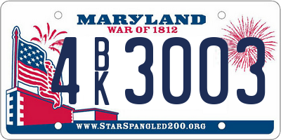 MD license plate 4BK3003