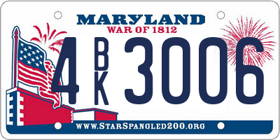 MD license plate 4BK3006