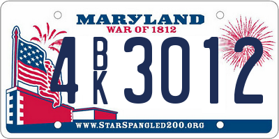 MD license plate 4BK3012