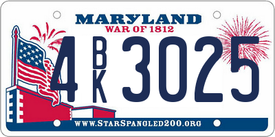 MD license plate 4BK3025