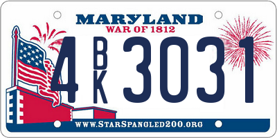 MD license plate 4BK3031