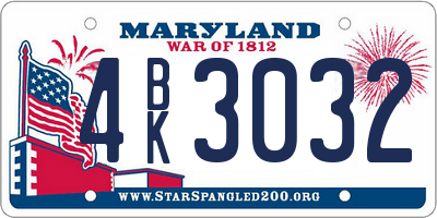 MD license plate 4BK3032