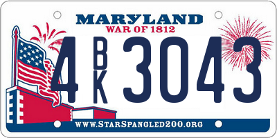 MD license plate 4BK3043
