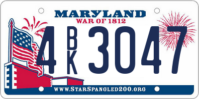 MD license plate 4BK3047