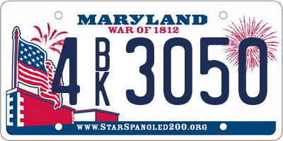 MD license plate 4BK3050