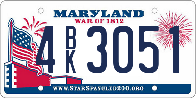 MD license plate 4BK3051