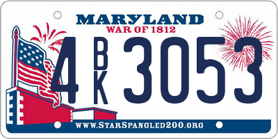 MD license plate 4BK3053