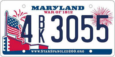 MD license plate 4BK3055