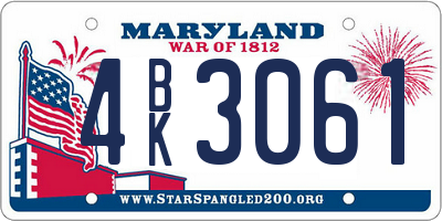 MD license plate 4BK3061