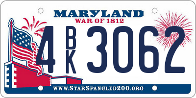 MD license plate 4BK3062