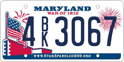 MD license plate 4BK3067