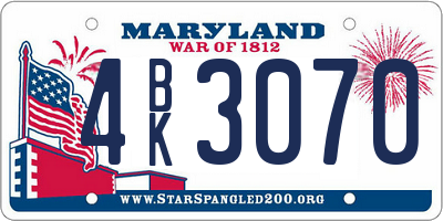 MD license plate 4BK3070