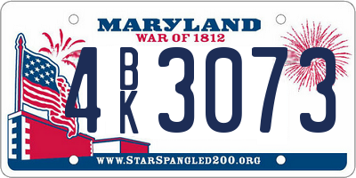 MD license plate 4BK3073