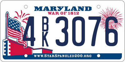 MD license plate 4BK3076