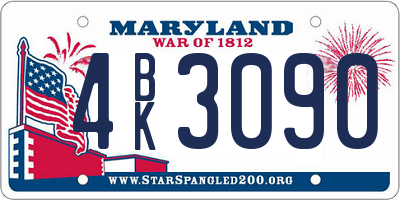 MD license plate 4BK3090