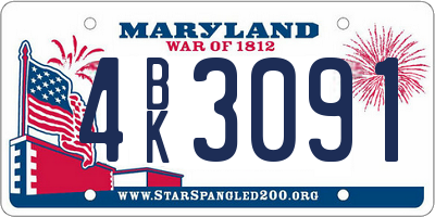MD license plate 4BK3091