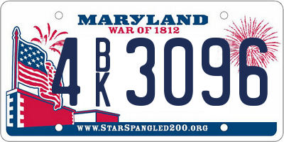 MD license plate 4BK3096