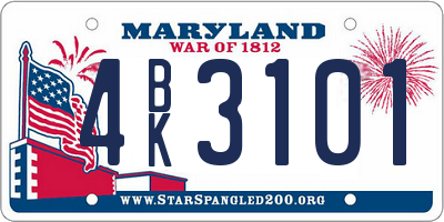 MD license plate 4BK3101