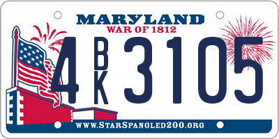 MD license plate 4BK3105