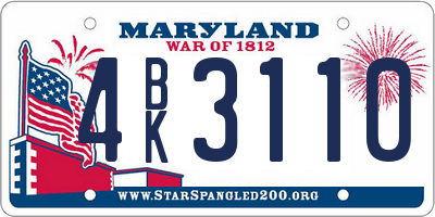 MD license plate 4BK3110