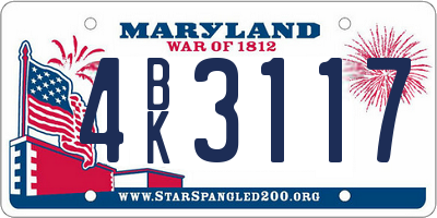 MD license plate 4BK3117