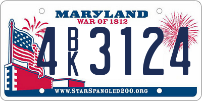 MD license plate 4BK3124