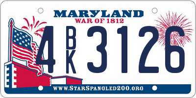 MD license plate 4BK3126