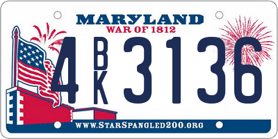 MD license plate 4BK3136