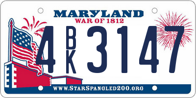 MD license plate 4BK3147