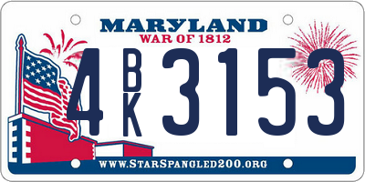 MD license plate 4BK3153