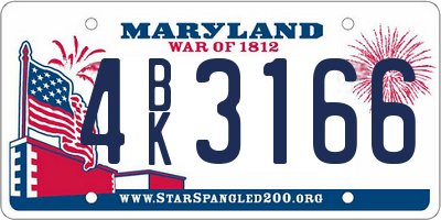 MD license plate 4BK3166