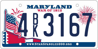 MD license plate 4BK3167