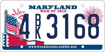 MD license plate 4BK3168