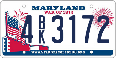 MD license plate 4BK3172